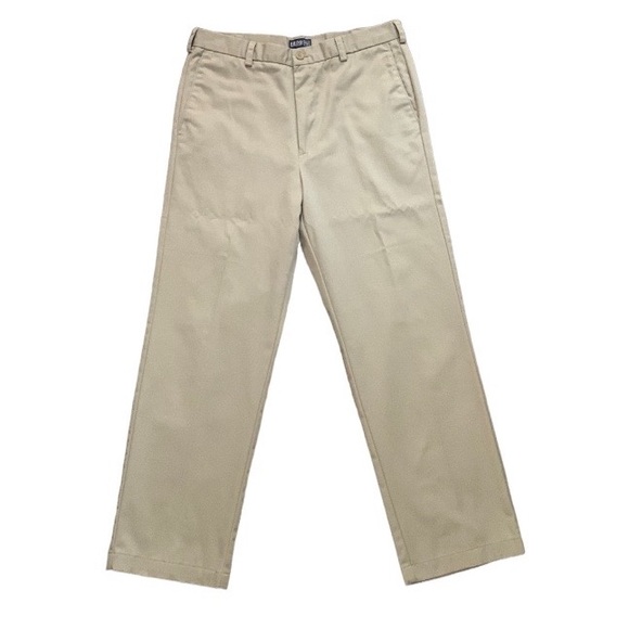 Izod American Chino cotton khaki flat front pants - Picture 4 of 15